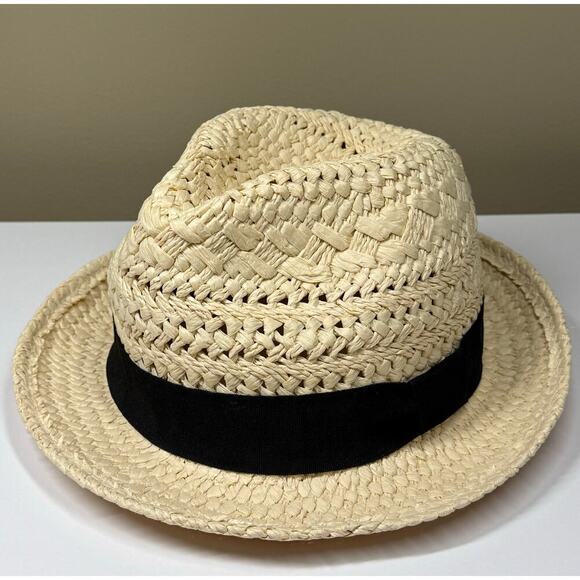J. Crew Fedora Hat Black Ribbon Sun Shade Summer NWT - Picture 2 of 4